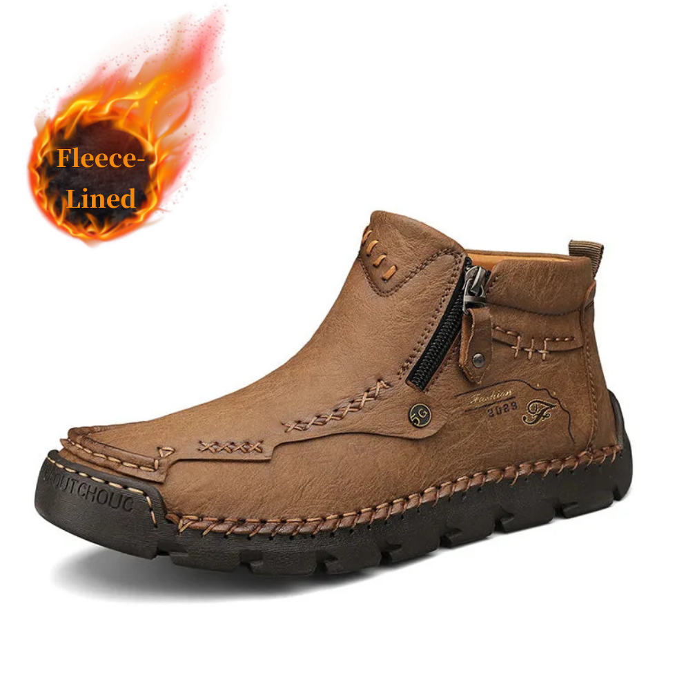 🖤BLACK FRIDAY DOORBUSTER: 50% OFF!🚨 Men's Top-Quality Motorcycle Boots Hand-Stitched Genuine Leather Boots-Wide Toe, Waterproof， Anti-Slip， Anti-Sprain，Suitable for Work, Driving, Hiking