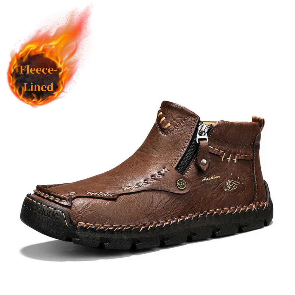 🖤BLACK FRIDAY DOORBUSTER: 50% OFF!🚨 Men's Top-Quality Motorcycle Boots Hand-Stitched Genuine Leather Boots-Wide Toe, Waterproof， Anti-Slip， Anti-Sprain，Suitable for Work, Driving, Hiking