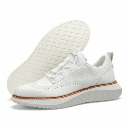 ⏰LAST DAY - 60% OFF🛒 Men's Comfortable Lace-Up Brogue Sneakers – Ultra-Lightweight & Breathable Woven Upper, Arch Support, Wide-Toe Fit, Shock-Absorbing Sole for All-Day Comfort