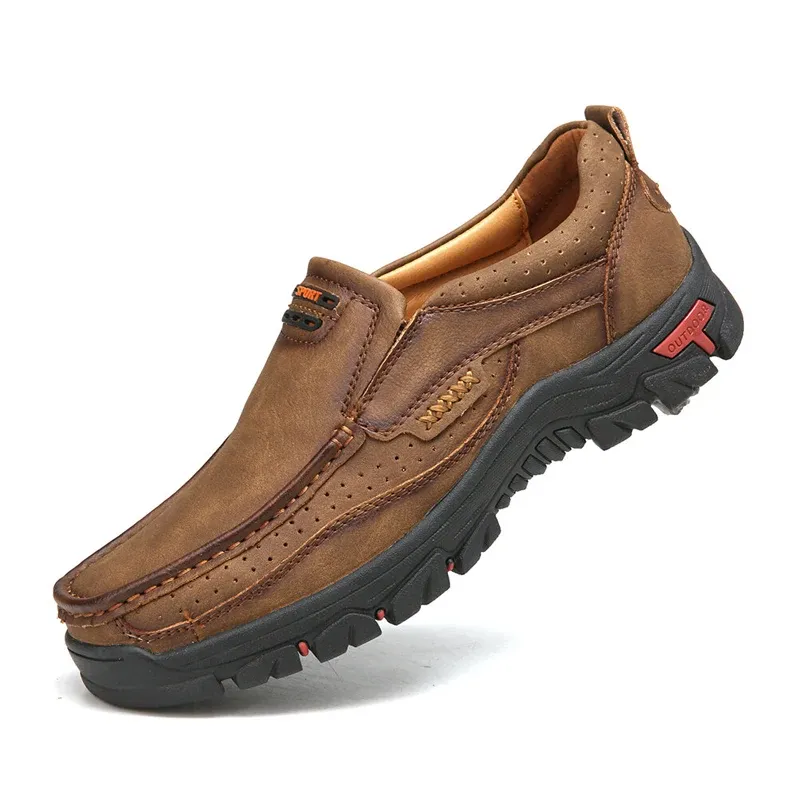 Mitchell Shoes Men's Non-slip Walking Leather Lightweight Breathable Casual Loafers