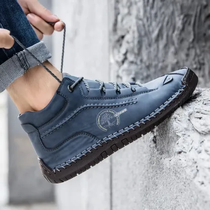 (⏰LAST DAY - 49% OFF🛒)Men's Retro Hand-Stitched Pigskin Boots – Wide Toe, Breathable, Non-Slip, Arch Support, Memory Foam Insole, Lightweight & Comfortable for Walking & Driving