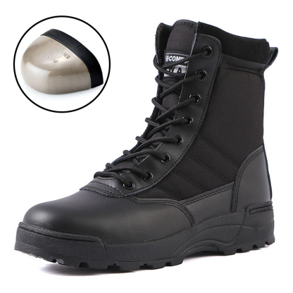 Solesocietythub Men Waterproof Steel Toe Work Boots Non-Slip Hiking Boots Tactical Boots