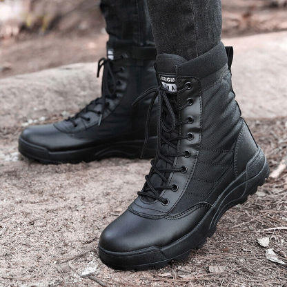 Solesocietythub Men Waterproof Steel Toe Work Boots Non-Slip Hiking Boots Tactical Boots