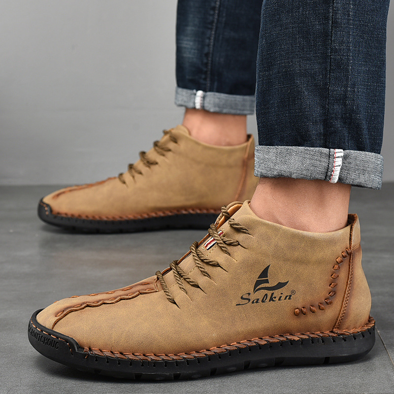 💥Last day deals 70% OFF💥Men's Casual Leather Lightweight Warm Arch Support Non-Slip Driving Boots