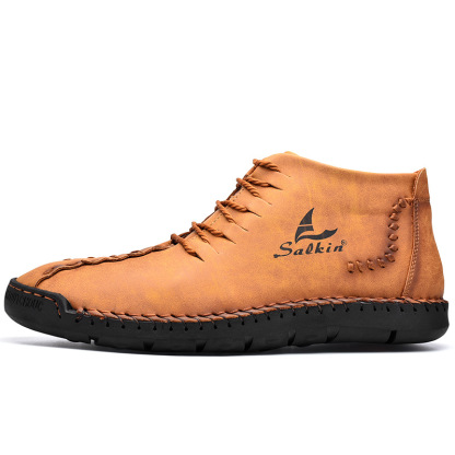 💥Last day deals 70% OFF💥Men's Casual Leather Lightweight Warm Arch Support Non-Slip Driving Boots