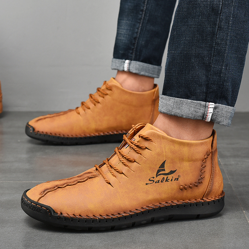 💥Last day deals 70% OFF💥Men's Casual Leather Lightweight Warm Arch Support Non-Slip Driving Boots
