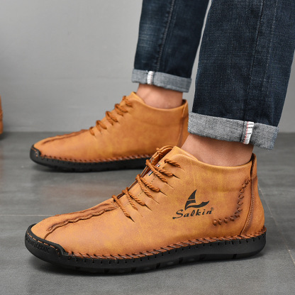 💥Last day deals 70% OFF💥Men's Casual Leather Lightweight Warm Arch Support Non-Slip Driving Boots