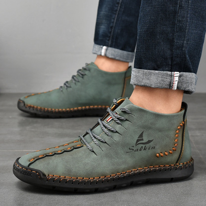 💥Last day deals 70% OFF💥Men's Casual Leather Lightweight Warm Arch Support Non-Slip Driving Boots