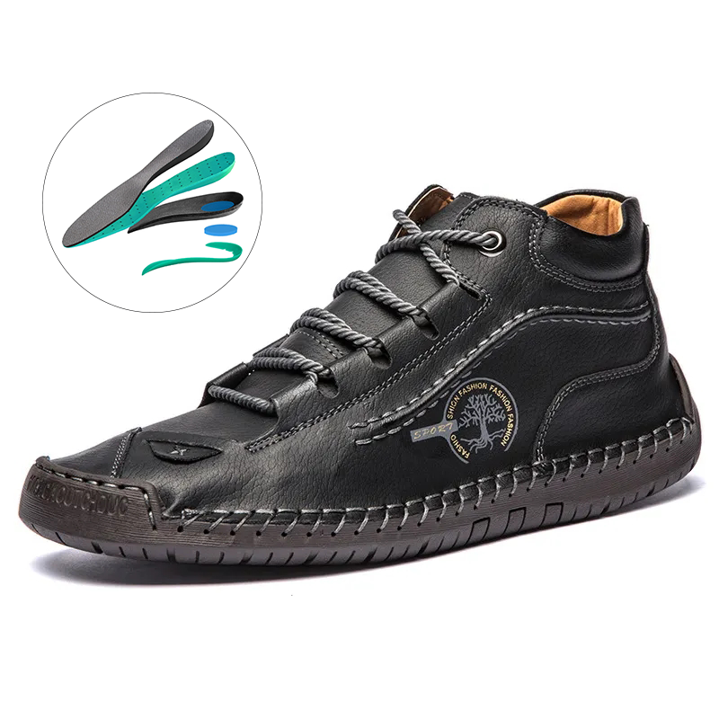 (⏰LAST DAY - 49% OFF🛒)Men's Retro Hand-Stitched Pigskin Boots – Wide Toe, Breathable, Non-Slip, Arch Support, Memory Foam Insole, Lightweight & Comfortable for Walking & Driving