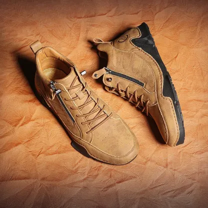 ⏰Limited Time Sale 50% OFF-Men’s Handmade Premium Leather Slip-On Boots – Wide Toe, Arch Support, Waterproof, Pressure Relief, Non-Slip Sole & Warmth for Everyday, Travel & Outdoor