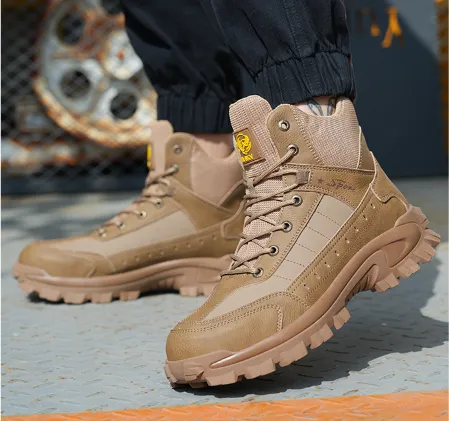 Men's Waterproof Anti-Sprain Anti-Puncture Work Combat Boots Hiking Boots (Durability Upgrade)