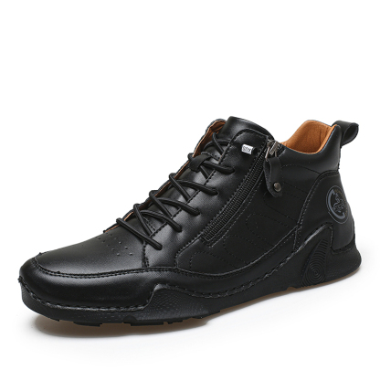 ⏰Limited Time Sale 50% OFF-Men’s Handmade Premium Leather Slip-On Boots – Wide Toe, Arch Support, Waterproof, Pressure Relief, Non-Slip Sole & Warmth for Everyday, Travel & Outdoor