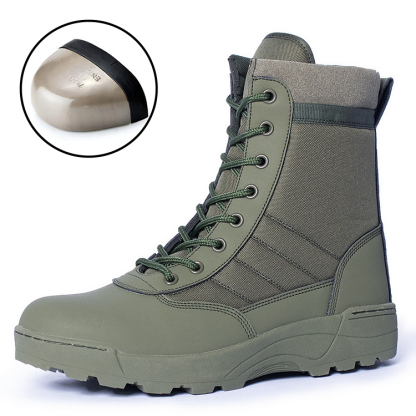 Solesocietythub Men Waterproof Steel Toe Work Boots Non-Slip Hiking Boots Tactical Boots