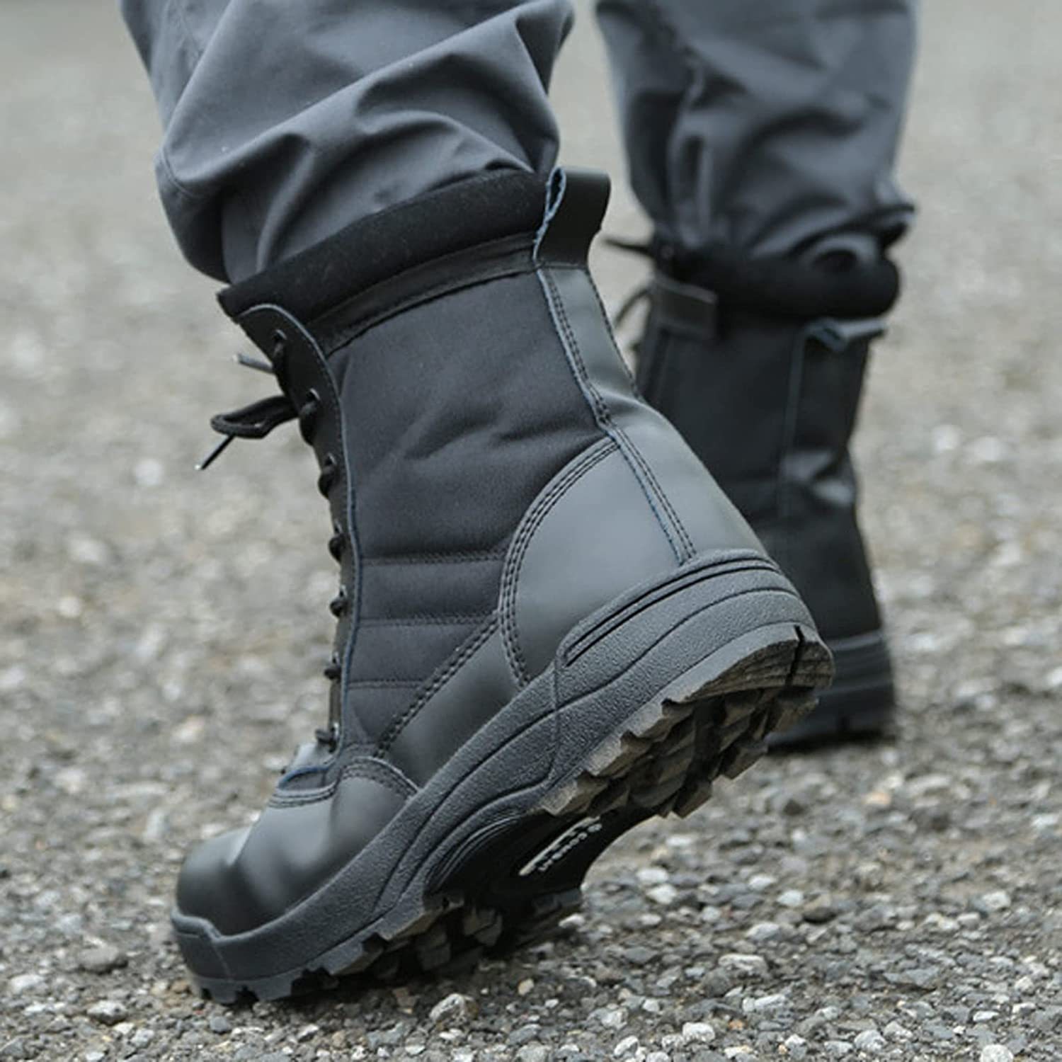 Solesocietythub Men Waterproof Steel Toe Work Boots Non-Slip Hiking Boots Tactical Boots
