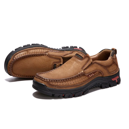 Mens Non-slip Walking Shoes Leather Lightweight Breathable Casual Loafers