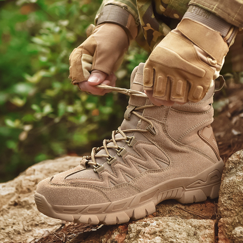 Men Outdoor Desert Tactical Combat Boots Waterproof Non-Slip Hiking Boots (Durability Upgrade)