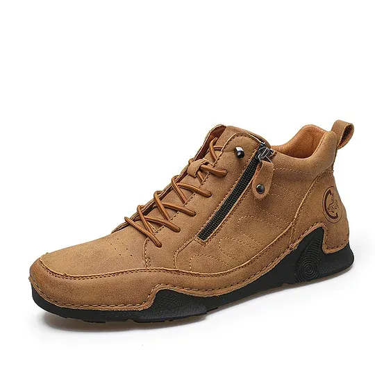⏰Limited Time Sale 50% OFF-Men’s Handmade Premium Leather Slip-On Boots – Wide Toe, Arch Support, Waterproof, Pressure Relief, Non-Slip Sole & Warmth for Everyday, Travel & Outdoor