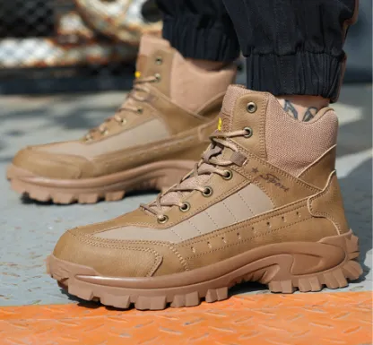 Men's Waterproof Anti-Sprain Anti-Puncture Work Combat Boots Hiking Boots (Durability Upgrade)