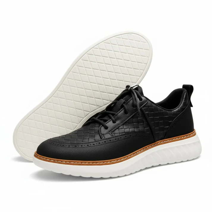 ⏰LAST DAY - 60% OFF🛒 Men's Comfortable Lace-Up Brogue Sneakers – Ultra-Lightweight & Breathable Woven Upper, Arch Support, Wide-Toe Fit, Shock-Absorbing Sole for All-Day Comfort
