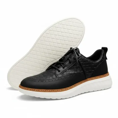 ⏰LAST DAY - 60% OFF🛒 Men's Comfortable Lace-Up Brogue Sneakers – Ultra-Lightweight & Breathable Woven Upper, Arch Support, Wide-Toe Fit, Shock-Absorbing Sole for All-Day Comfort