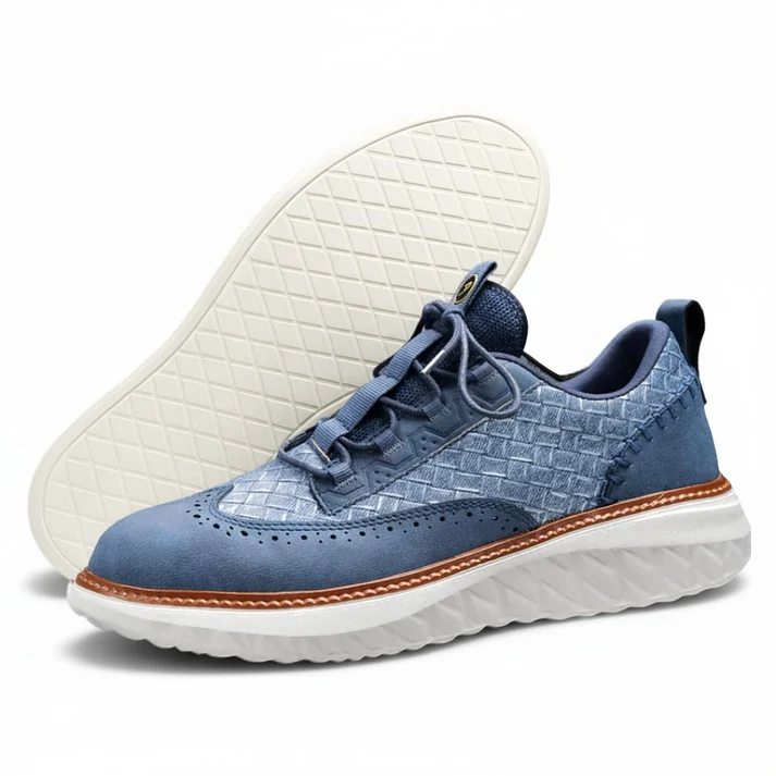 ⏰LAST DAY - 60% OFF🛒 Men's Comfortable Lace-Up Brogue Sneakers – Ultra-Lightweight & Breathable Woven Upper, Arch Support, Wide-Toe Fit, Shock-Absorbing Sole for All-Day Comfort