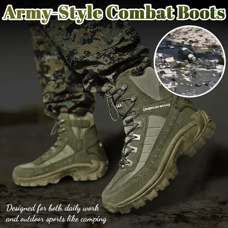 Men's Waterproof Anti-Sprain Anti-Puncture Work Combat Boots Hiking Bo