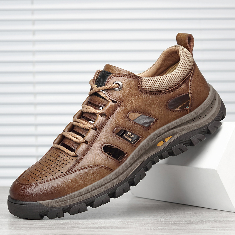 SOLESOCIETYHUB Men's handmade cowhide porous breathable shoes