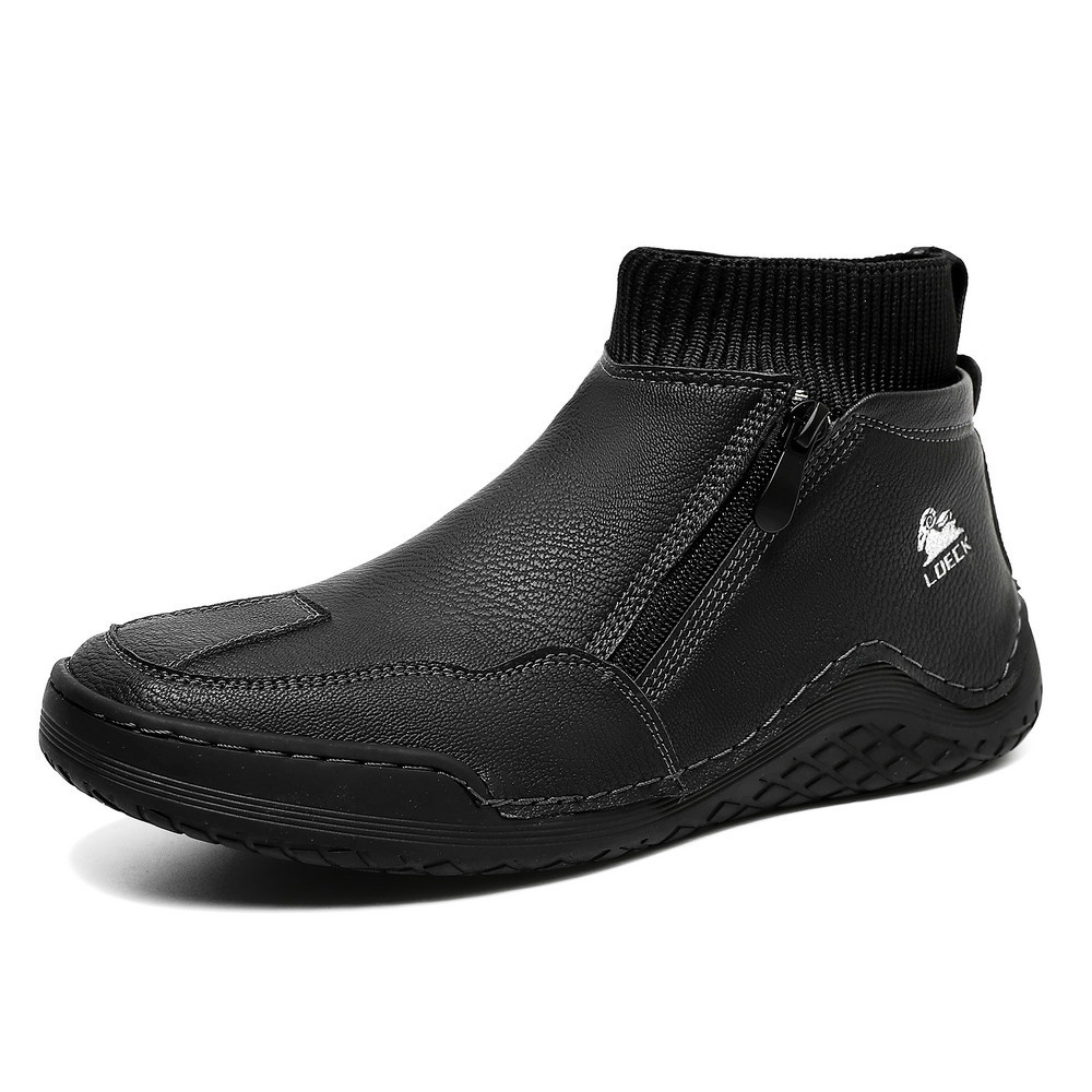 Solesocietyhub® Men's Handcrafted Genuine Leather Orthopedic Zipper Boots with Easy-Wear Knit Sock (Waterproof)