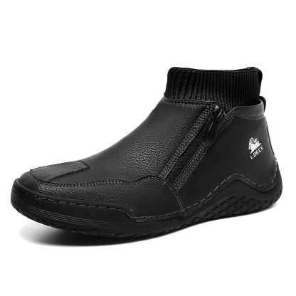 Solesocietyhub® Men's Handcrafted Genuine Leather Orthopedic Zipper Boots with Easy-Wear Knit Sock (Waterproof)