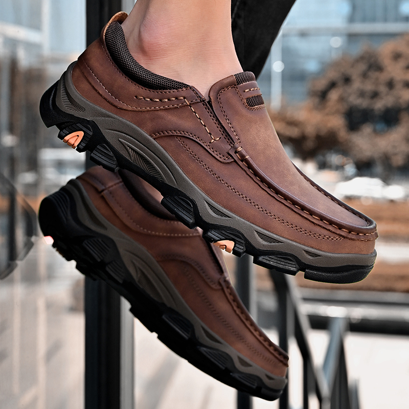 ⏰Promotion 50% OFF - Men's Orthopedic Walking Shoes Genuine Leather Slip On Loafers