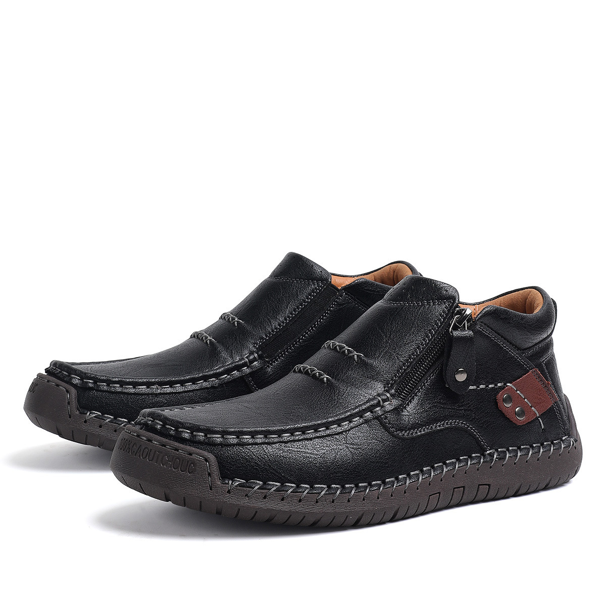 ⏰Last Day! 50% OFF 🔥Men's Handmade Leather Boots with Arch Support & Wide Toe Box | Easy Zip Design