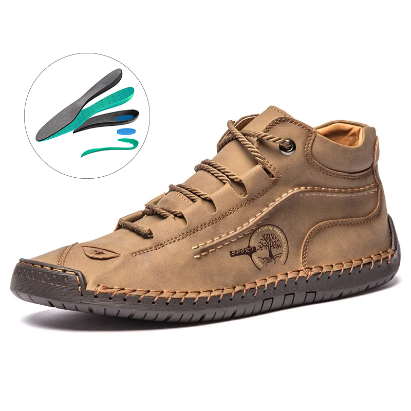 (⏰LAST DAY - 49% OFF🛒)Men's Retro Hand-Stitched Pigskin Boots – Wide Toe, Breathable, Non-Slip, Arch Support, Memory Foam Insole, Lightweight & Comfortable for Walking & Driving