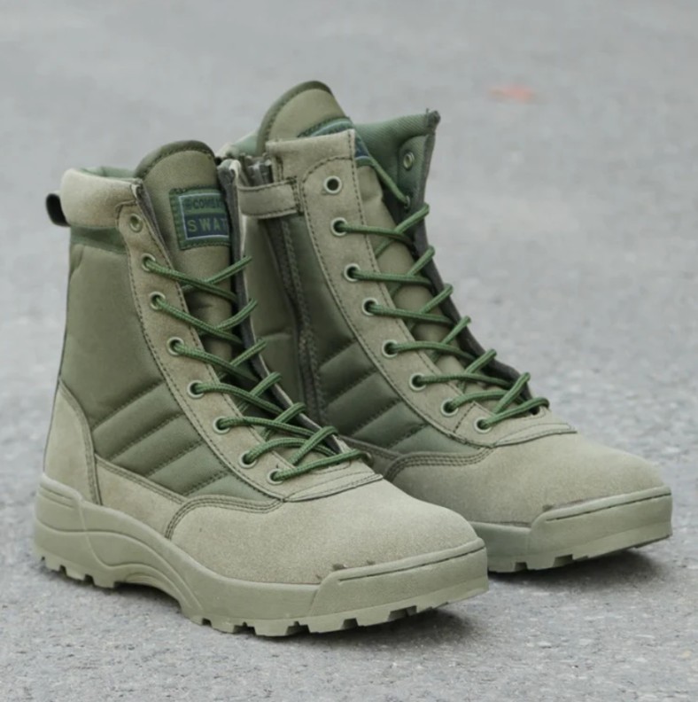 Solesocietythub Men Waterproof Steel Toe Work Boots Non-Slip Hiking Boots Tactical Boots