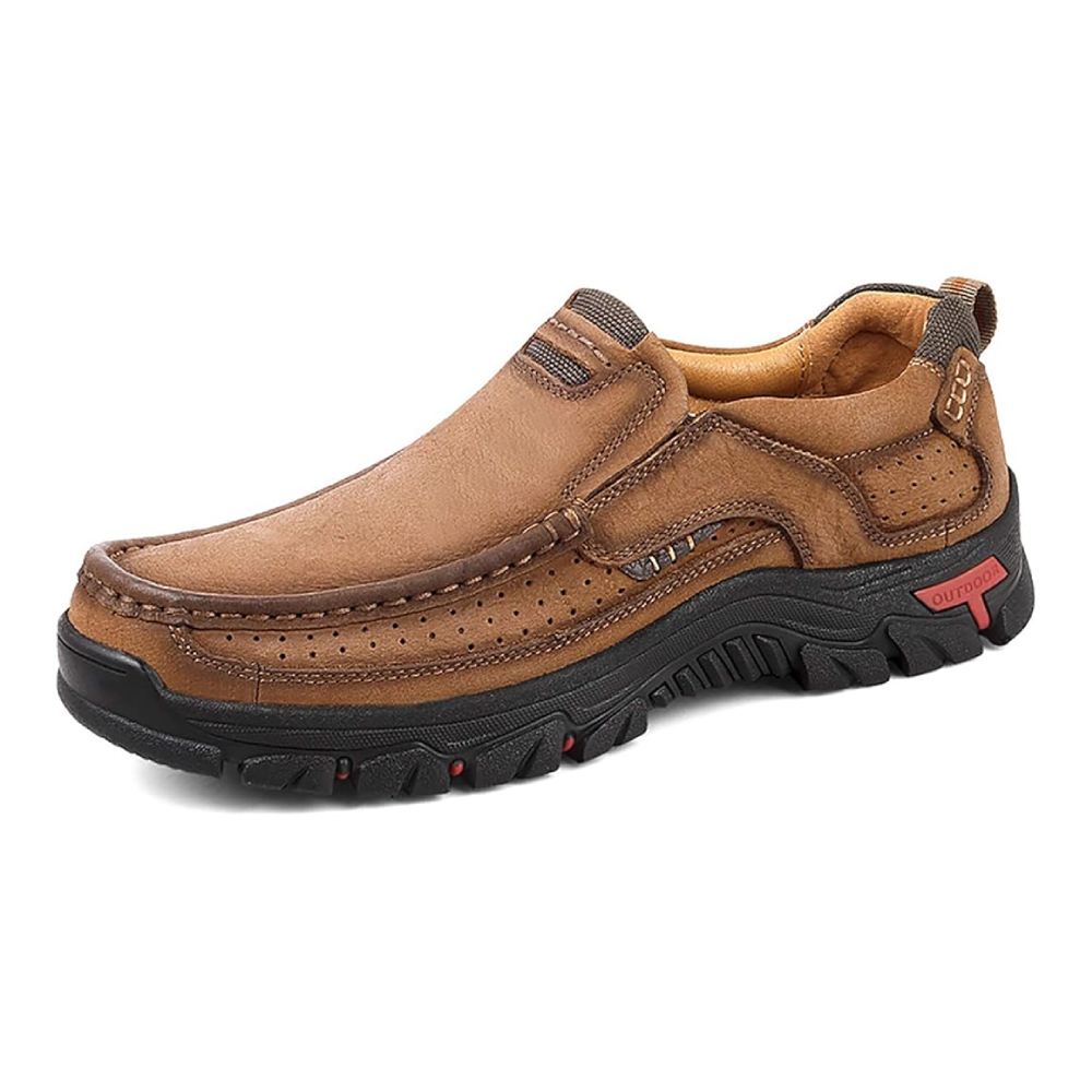 Mens Non-slip Walking Shoes Leather Lightweight Breathable Casual Loafers