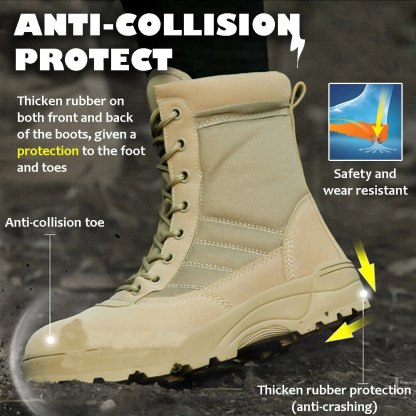 Solesocietythub Men Waterproof Steel Toe Work Boots Non-Slip Hiking Boots Tactical Boots