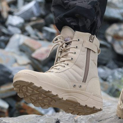 Solesocietythub Men Waterproof Steel Toe Work Boots Non-Slip Hiking Boots Tactical Boots