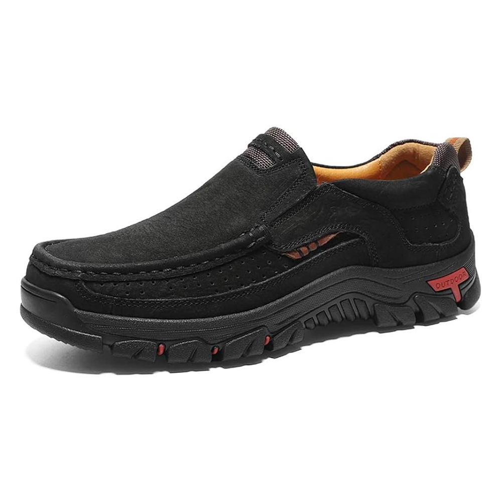 Mens Non-slip Walking Shoes Leather Lightweight Breathable Casual Loafers