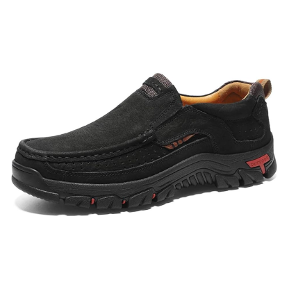 Mens Non-slip Walking Shoes Leather Lightweight Breathable Casual Loafers
