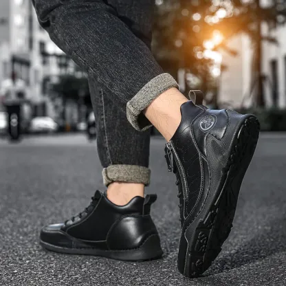 ⏰Limited Time Sale 50% OFF-Men’s Handmade Premium Leather Slip-On Boots – Wide Toe, Arch Support, Waterproof, Pressure Relief, Non-Slip Sole & Warmth for Everyday, Travel & Outdoor
