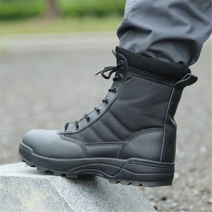 Solesocietythub Men Waterproof Steel Toe Work Boots Non-Slip Hiking Boots Tactical Boots