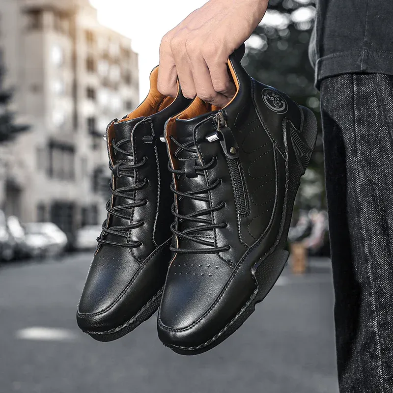 ⏰Limited Time Sale 50% OFF-Men’s Handmade Premium Leather Slip-On Boots – Wide Toe, Arch Support, Waterproof, Pressure Relief, Non-Slip Sole & Warmth for Everyday, Travel & Outdoor