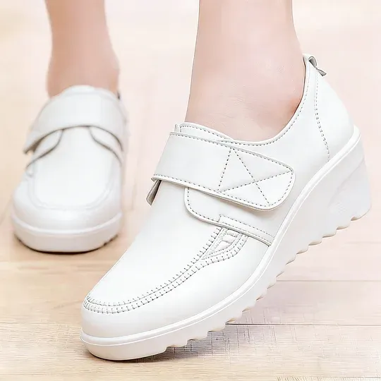 ⏰Limited Time Sale 49% OFF - Comfortable Leather Wedge Shoes with Secure Velcro Strap for All-Day Comfort