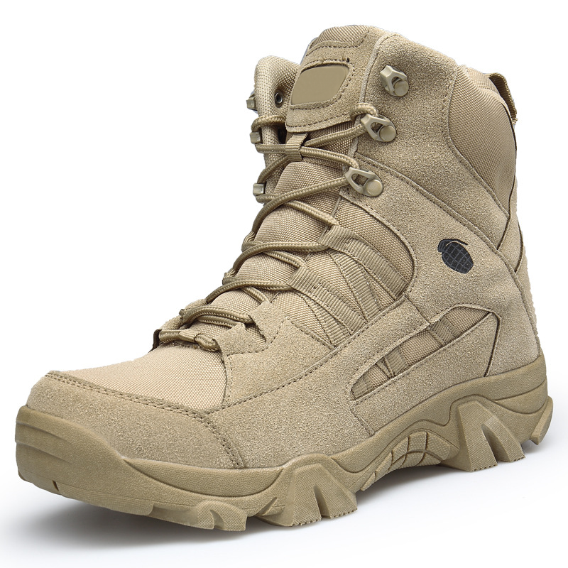 SOLESOCIETYHUB X OKIY Men's Military Boots Ankle Support Hiking Boots Waterproof Non-Slip Anti-Puncture Work Boots