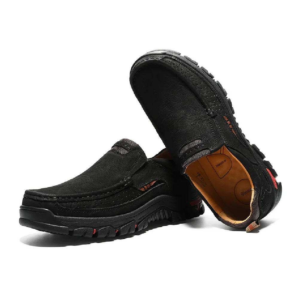 Mens Non-slip Walking Shoes Leather Lightweight Breathable Casual Loafers