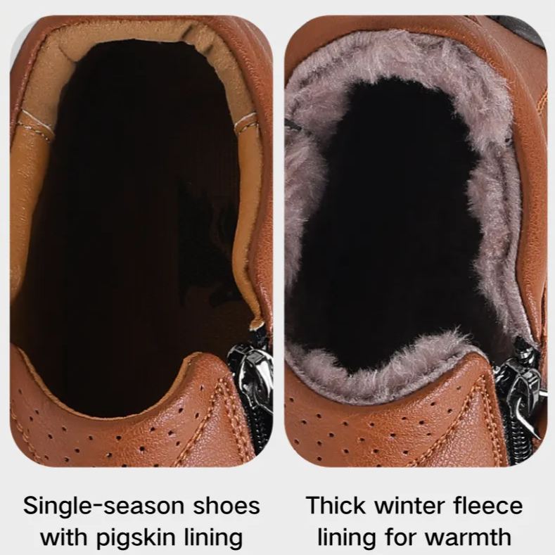 ⏰Last Day! 50% OFF 🔥Men's Handmade Leather Boots with Arch Support & Wide Toe Box | Easy Zip Design