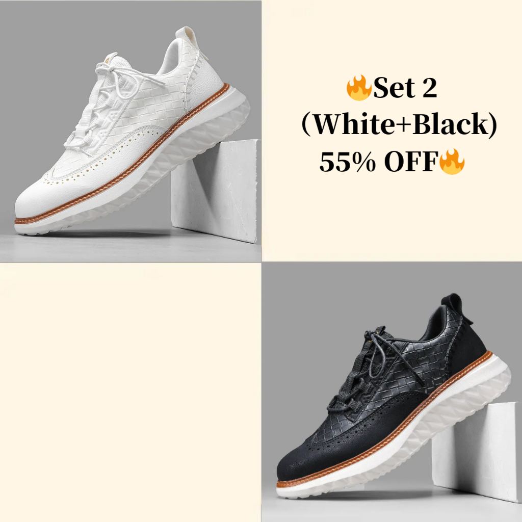 ⏰LAST DAY - 60% OFF🛒 Men's Comfortable Lace-Up Brogue Sneakers – Ultra-Lightweight & Breathable Woven Upper, Arch Support, Wide-Toe Fit, Shock-Absorbing Sole for All-Day Comfort