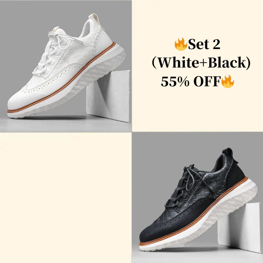 ⏰LAST DAY - 60% OFF🛒 Men's Comfortable Lace-Up Brogue Sneakers – Ultra-Lightweight & Breathable Woven Upper, Arch Support, Wide-Toe Fit, Shock-Absorbing Sole for All-Day Comfort
