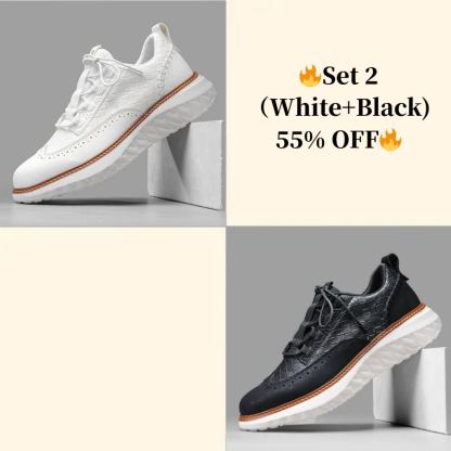 ⏰LAST DAY - 60% OFF🛒 Men's Comfortable Lace-Up Brogue Sneakers – Ultra-Lightweight & Breathable Woven Upper, Arch Support, Wide-Toe Fit, Shock-Absorbing Sole for All-Day Comfort