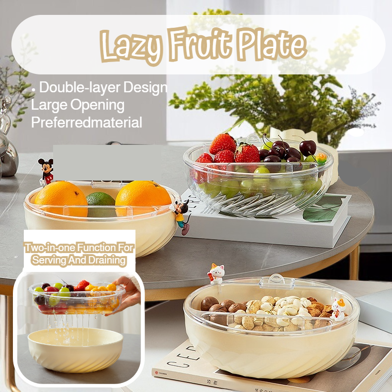 Doublelayer fruit bowl lazy snack tray