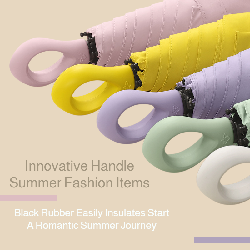 Portable Umbrella Sunscreen Vinyl Folding Mini Capsule Ultra Light Handle Finger Ring Umbrella